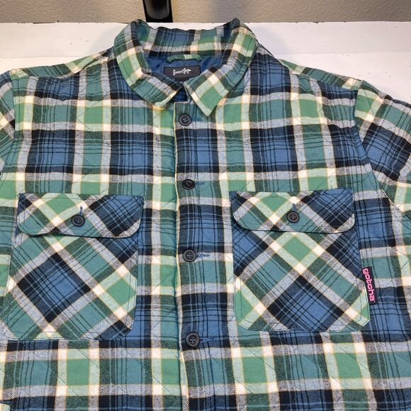 GOTCHA Farmland Flannel Quilted JACKET Sz Mens XL Bottle Green - Picture 2 of 9